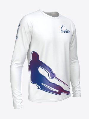 Balts sporta krekls ar garām piedurknēm,personalizētu dizainu un Sporta Klubs Z-POLS logo