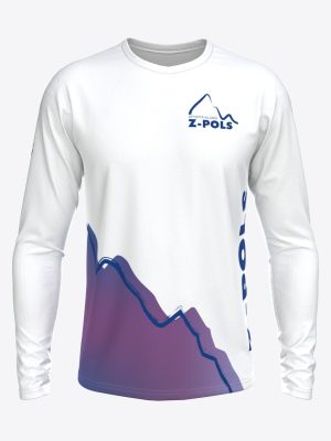 Balts sporta krekls ar garām piedurknēm,personalizētu dizainu un Sporta Klubs Z-POLS logo