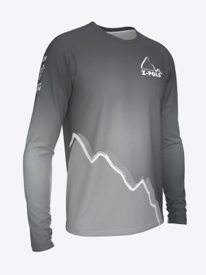 Pelēks sporta krekls ar garām piedurknēm,personalizētu dizainu un Sporta Klubs Z-POLS logo