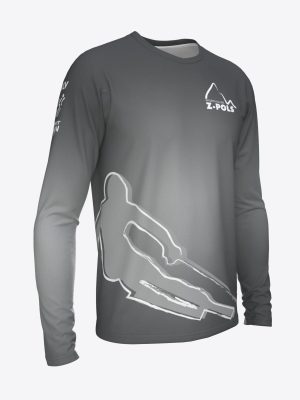 Pelēks sporta krekls ar garām piedurknēm,personalizētu dizainu un Sporta Klubs Z-POLS logo