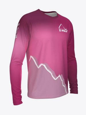 Rozā sporta krekls ar garām piedurknēm,personalizētu dizainu un Sporta Klubs Z-POLS logo