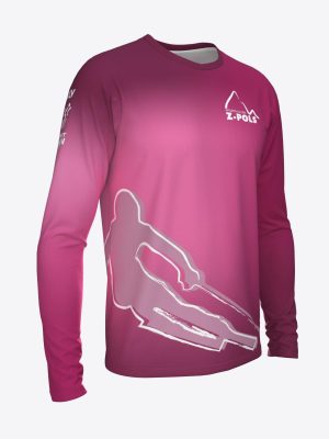 Rozā sporta krekls ar garām piedurknēm,personalizētu dizainu un Sporta Klubs Z-POLS logo