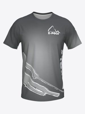 Pelēks sporta krekls ar custom dizainu un Sporta Klubs Z-POLS logo