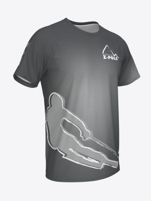 Pelēks sporta krekls ar custom dizainu un Sporta Klubs Z-POLS logo