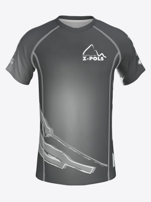 Pelēks sporta krekls ar custom dizainu un Sporta Klubs Z-POLS logo