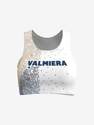 Sieviešu sporta krūšturis ar personalizētu Valmieras sporta skolas dizainu.