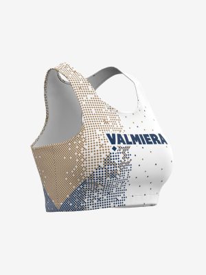 Sieviešu sporta krūšturis ar personalizētu Valmieras sporta skolas dizainu.