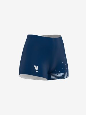 Sieviešu vieglatlētikas īsie šorti ar personalizētu Valmieras sporta skolas dizainu.