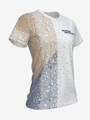 Sieviešu sporta krekls ar personalizētu Valmieras Sporta skolas dizainu un Valmieras logo.