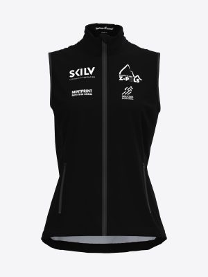 Melna kalnu slēpošanas veste ar Z-Pols un SkiLV logotipiem — Mintprint.lv
