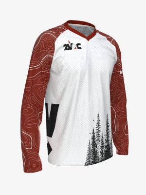 Long-sleeve custom orienteering race shirt made from durable, snag-resistant nylon technical mesh fabric.